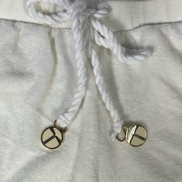 Trina Turk White Terry Cloth Drawstring Shorts Swim Cover Up Short Small - Picture 3 of 6
